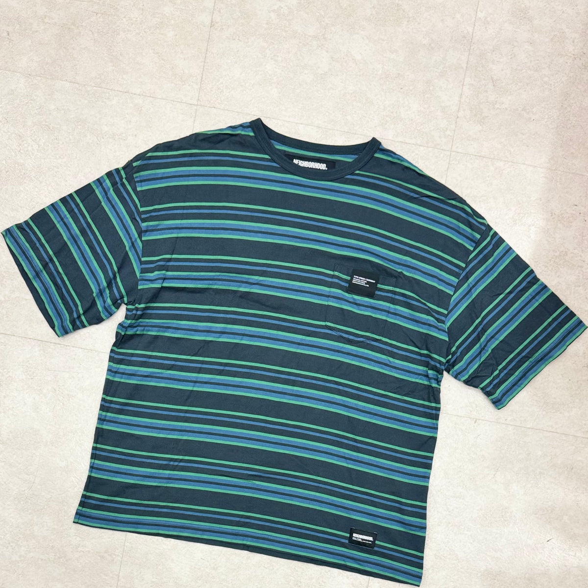 Neighborhood Border Crewneck SS Tee Green