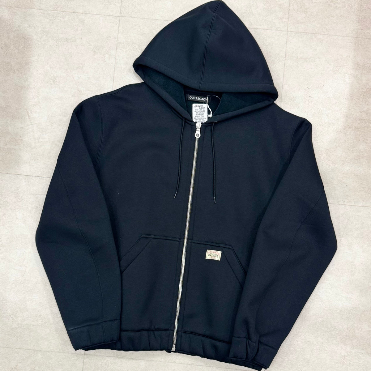 Stussy Our Legacy Work Shop Scuba Zip Up Hooded Sweatshirt Black Scub