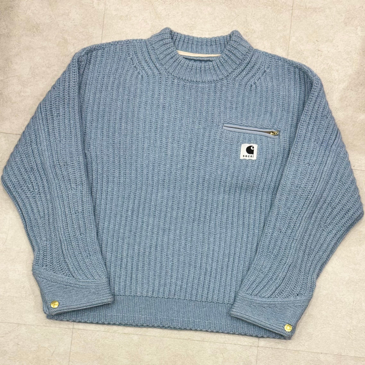 Carhartt Sacai Knit Pullover Detroit Sweater Light Blue