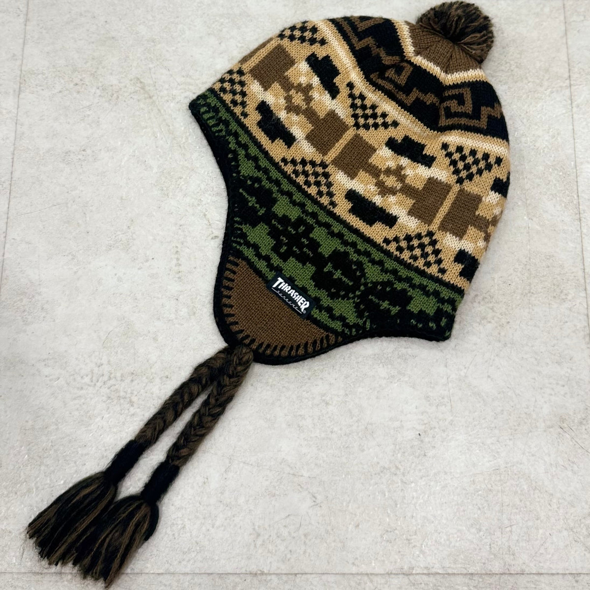 Supreme Thrasher Earflap Beanie Brown