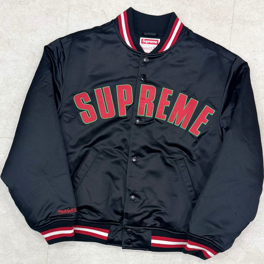 Supreme Mitchell Ness Satin Varsity Jacket Black