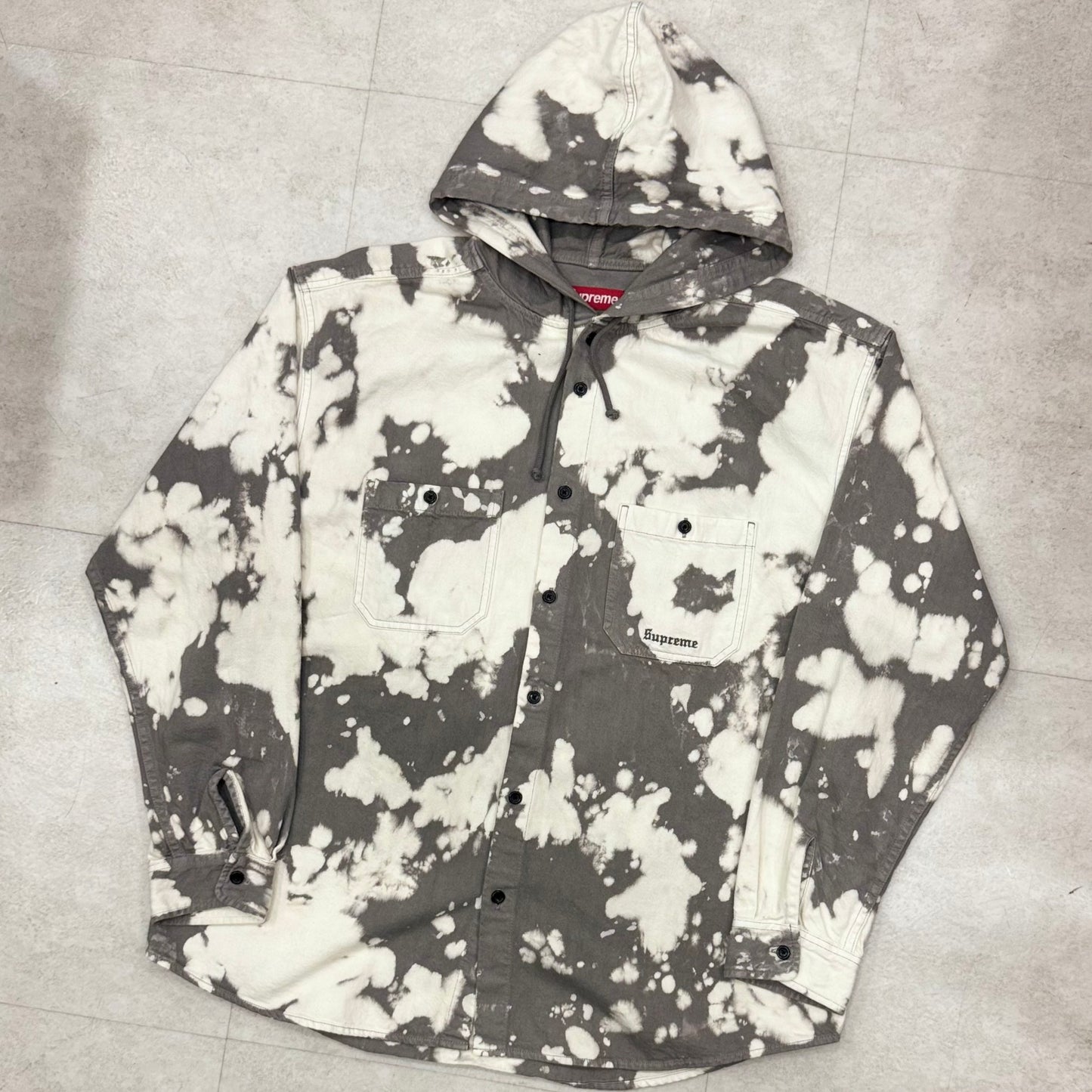 Supreme Hooded Denim Shirt Bleached