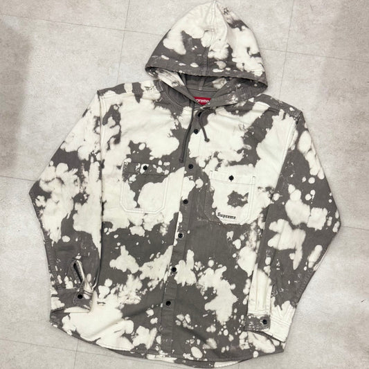 Supreme Hooded Denim Shirt Bleached