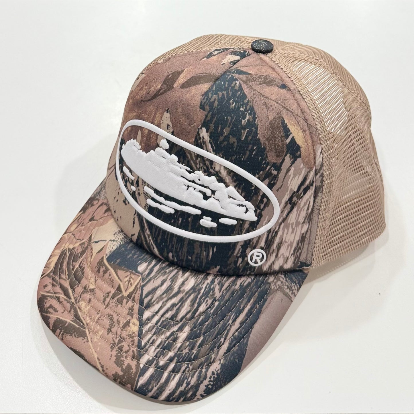 Corteiz Island Puff Print Trucker Cap Forest Camo