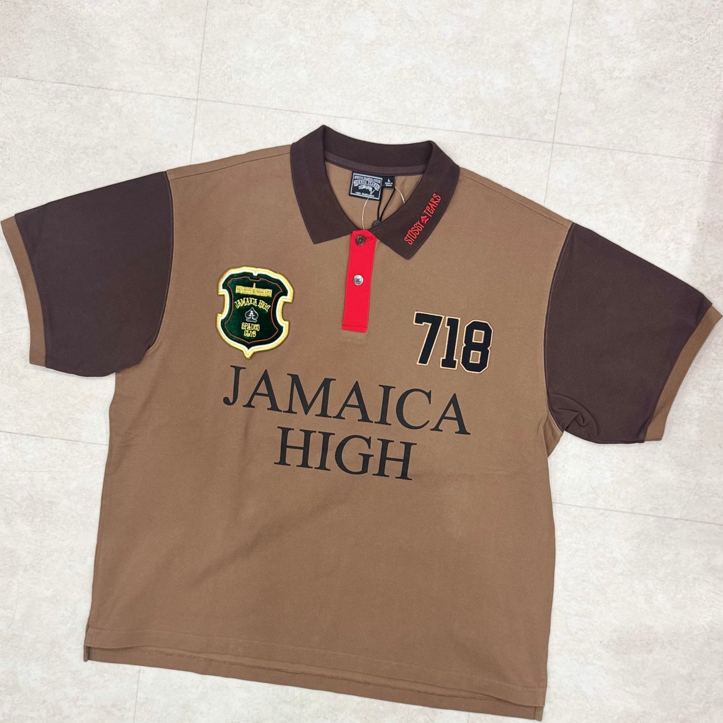 Stussy Denim Tears Pique Polo Shirt Brown