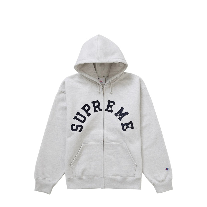 Supreme Champion Zip Up Hooded Sweatshirt Ash Grey